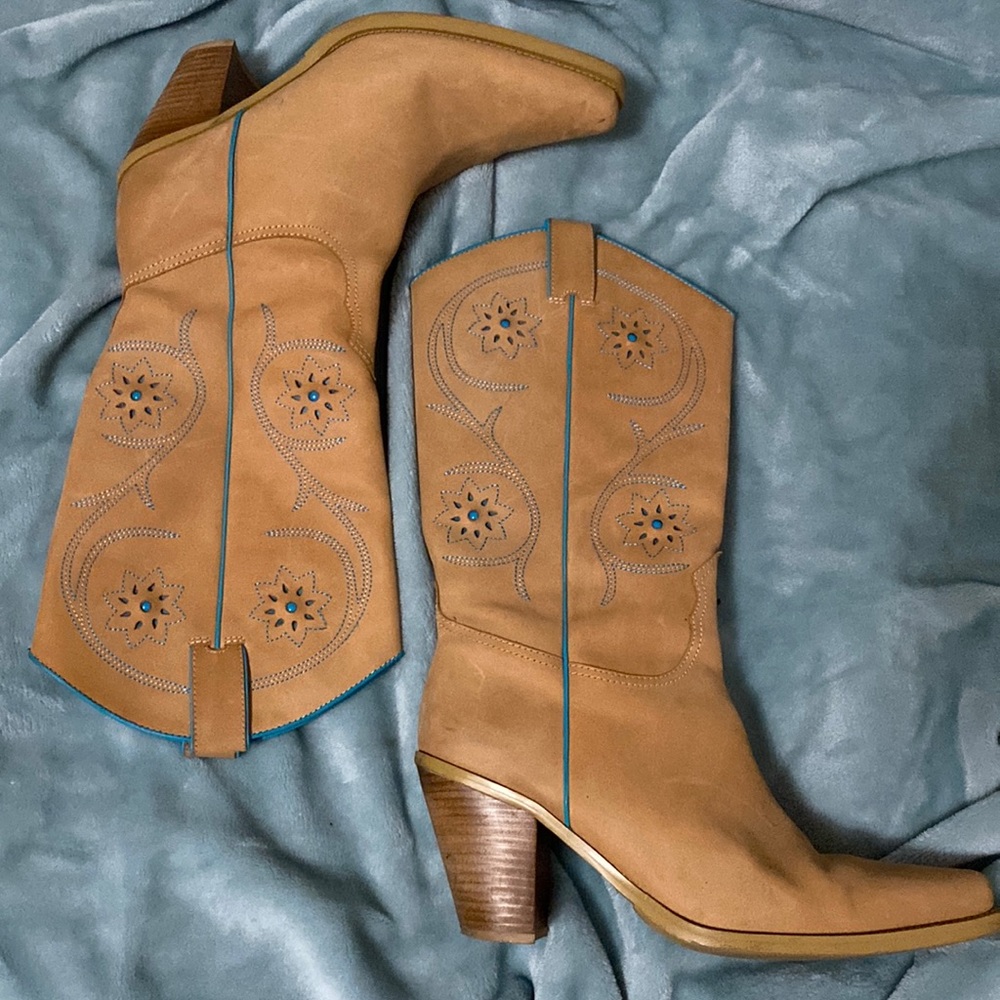 Franco Sarto Wheat Tulsa Cowboy Boots 8.5